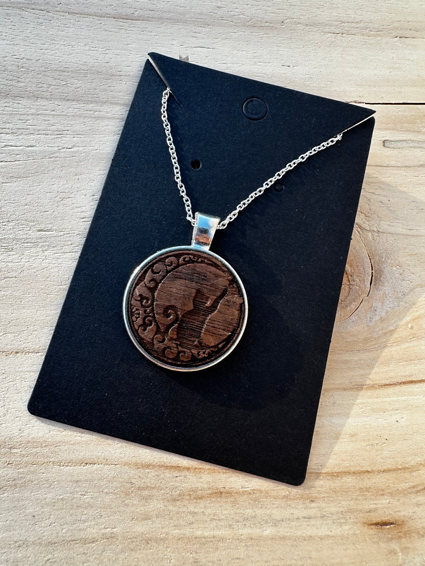 Moon Cat Pendant Necklace - walnut