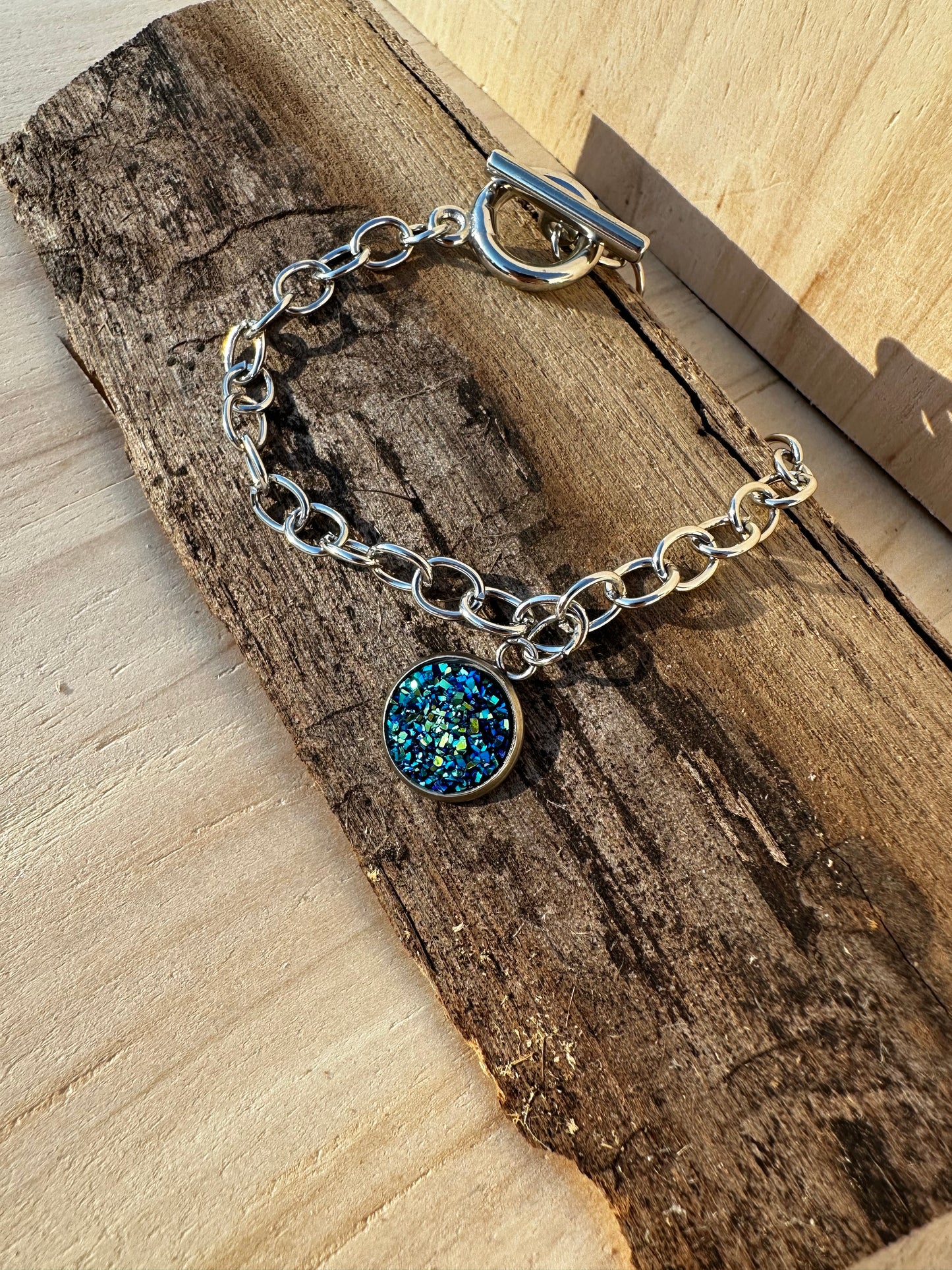 Faux Druzy Toggle-Clasp Bracelet